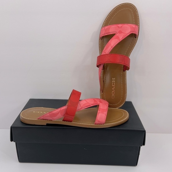 COACH, HARLAN SIG SANDALS, PINK LEMONADE, MULTI COLOR, SIZE US 9-B, EUR 39.5B - Picture 1 of 16